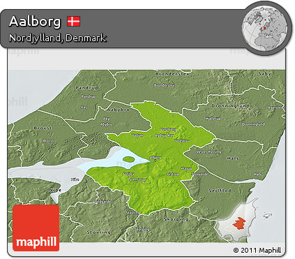 Physical 3D Map of Aalborg, semi-desaturated