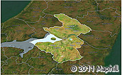 Satellite 3D Map of Aalborg, darken