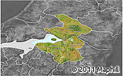 Satellite 3D Map of Aalborg, desaturated