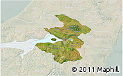Satellite 3D Map of Aalborg, lighten