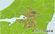 Satellite 3D Map of Aalborg, physical outside