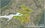 Satellite 3D Map of Aalborg, semi-desaturated