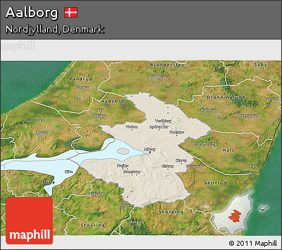 Shaded Relief 3D Map of Aalborg, satellite outside
