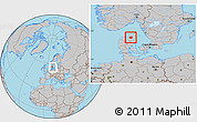 Gray Location Map of Aalborg, within the entire country