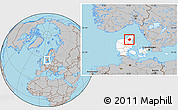 Gray Location Map of Aalborg, highlighted country