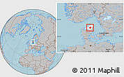 Gray Location Map of Aalborg, highlighted parent region, hill shading