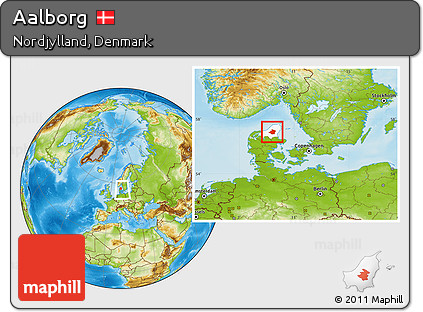 Physical Location Map of Aalborg, highlighted parent region, within the entire country