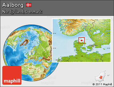 Physical Location Map of Aalborg, highlighted parent region