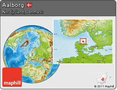 Physical Location Map of Aalborg, highlighted parent region