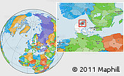 Political Location Map of Aalborg, highlighted country, highlighted parent region, within the entire country