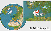 Satellite Location Map of Aalborg, highlighted country