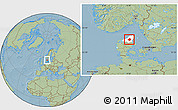 Savanna Style Location Map of Aalborg, highlighted parent region, hill shading