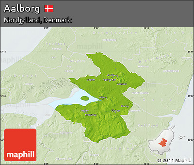 Physical Map of Aalborg, lighten