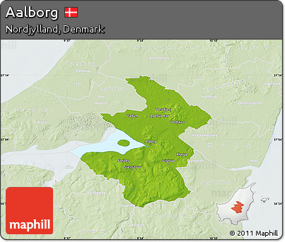 Physical Map of Aalborg, lighten