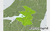 Physical Map of Aalborg, semi-desaturated