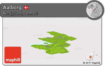 Physical Panoramic Map of Aalborg, cropped outside
