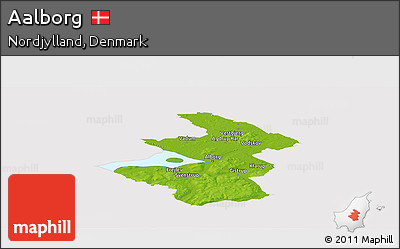 Physical Panoramic Map of Aalborg, cropped outside