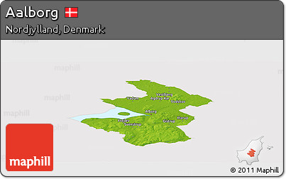 Physical Panoramic Map of Aalborg, cropped outside
