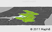 Physical Panoramic Map of Aalborg, darken, desaturated