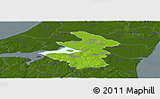 Physical Panoramic Map of Aalborg, darken