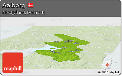 Physical Panoramic Map of Aalborg, lighten