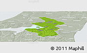 Physical Panoramic Map of Aalborg, lighten, semi-desaturated