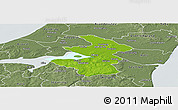 Physical Panoramic Map of Aalborg, semi-desaturated