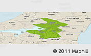 Physical Panoramic Map of Aalborg, shaded relief outside