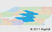Political Panoramic Map of Aalborg, lighten