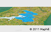 Political Panoramic Map of Aalborg, satellite outside