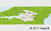 Shaded Relief Panoramic Map of Aalborg, physical outside