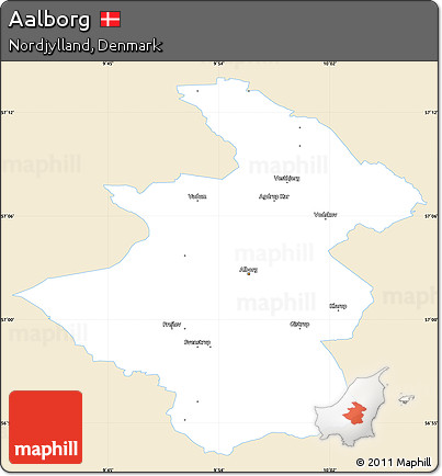 Classic Style Simple Map of Aalborg, single color outside