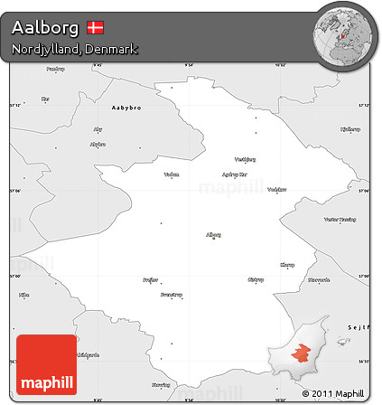 Silver Style Simple Map of Aalborg