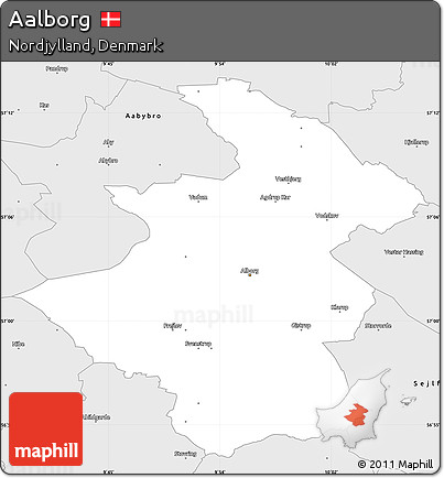Silver Style Simple Map of Aalborg
