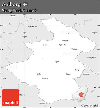 Silver Style Simple Map of Aalborg