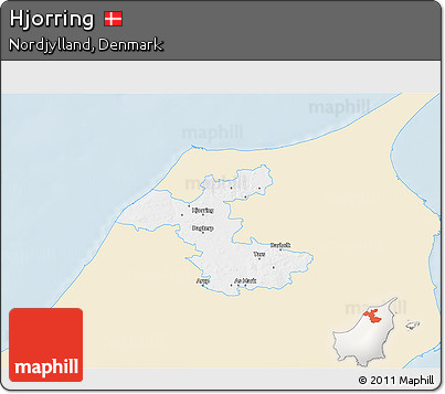 Classic Style 3D Map of Hjorring, single color outside