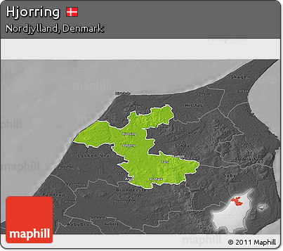 Physical 3D Map of Hjorring, darken, desaturated