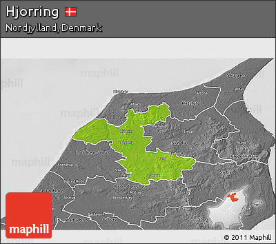 Physical 3D Map of Hjorring, desaturated