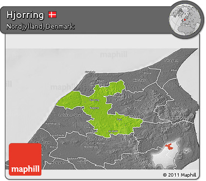 Physical 3D Map of Hjorring, desaturated