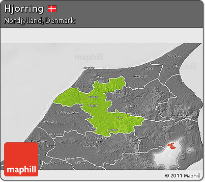 Physical 3D Map of Hjorring, desaturated
