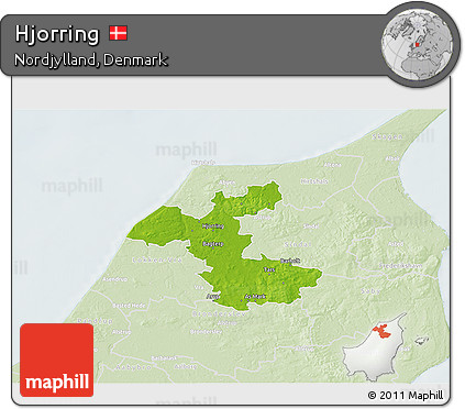 Physical 3D Map of Hjorring, lighten