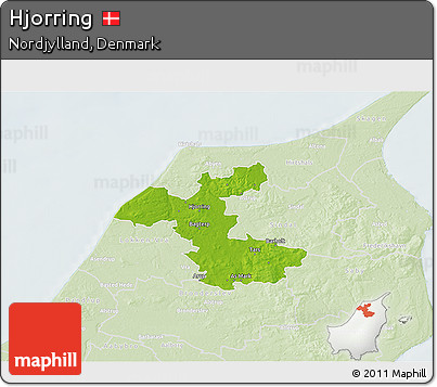 Physical 3D Map of Hjorring, lighten