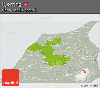 Physical 3D Map of Hjorring, lighten, semi-desaturated