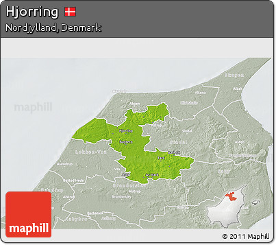 Physical 3D Map of Hjorring, lighten, semi-desaturated