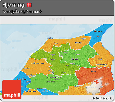 Physical 3D Map of Hjorring, political outside