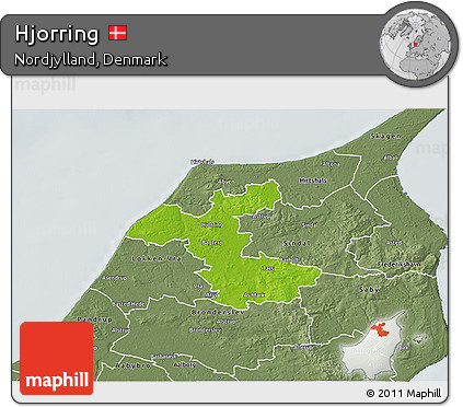 Physical 3D Map of Hjorring, semi-desaturated