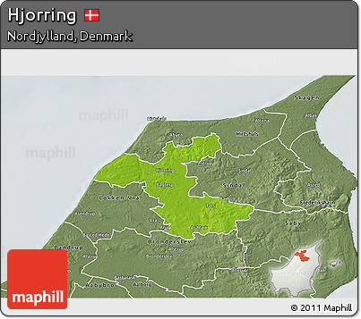 Physical 3D Map of Hjorring, semi-desaturated
