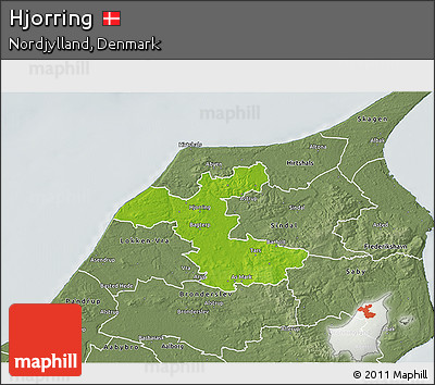 Physical 3D Map of Hjorring, semi-desaturated