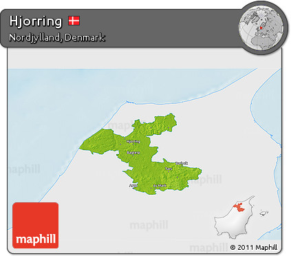 Physical 3D Map of Hjorring, single color outside