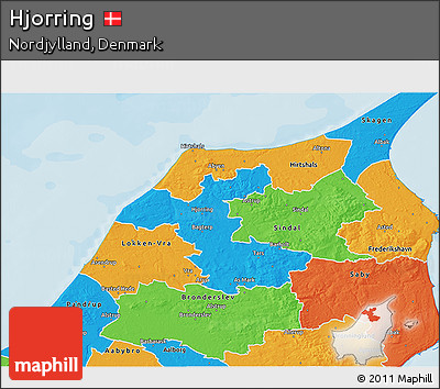 Political 3D Map of Hjorring